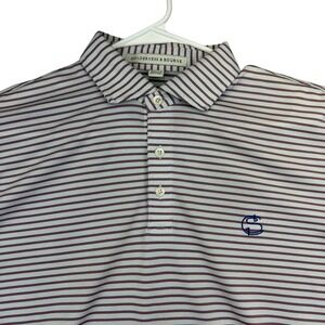 Holderness & Bourne Polo Shirt Mens Large White Striped Golf Stretch Performance